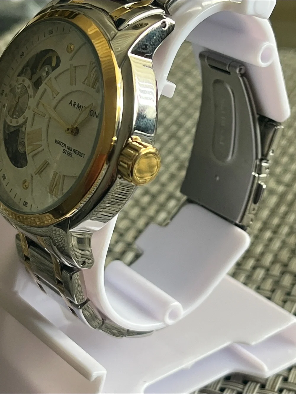 Armitron Two-Tone Silver and Gold Open-Heart Dress Watch
